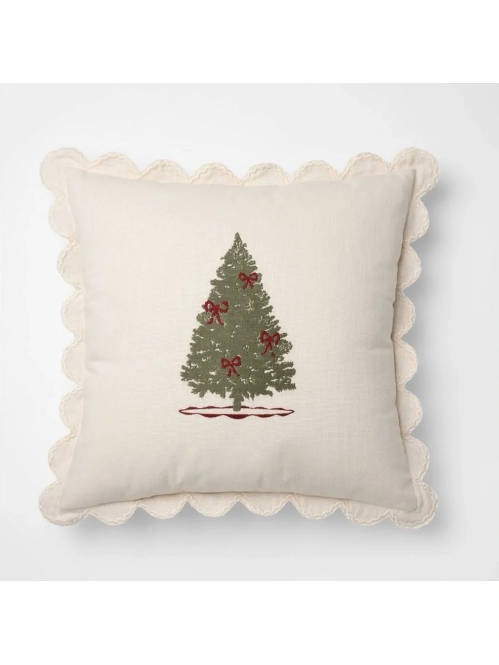Studio McGee Holiday Christmas Tree Throw Pillow with Scalloped Edges NEW